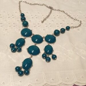 Turquoise Acrylic Beaded Statement Necklace‎